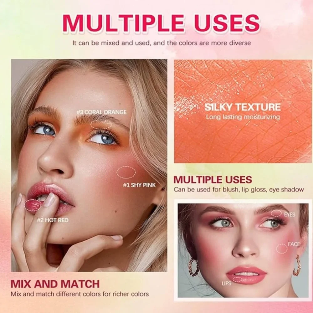 On The Glow Blush Stick Solid Moisturizer Stick for Eye Lips Cheek coral orange